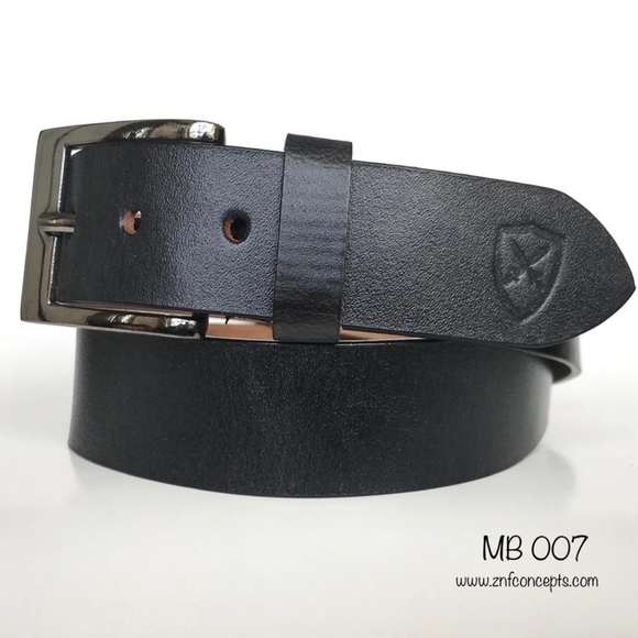 Genuine Leather Belt, Black, buckle may not be exactly as shown. - Picture 2 of 6